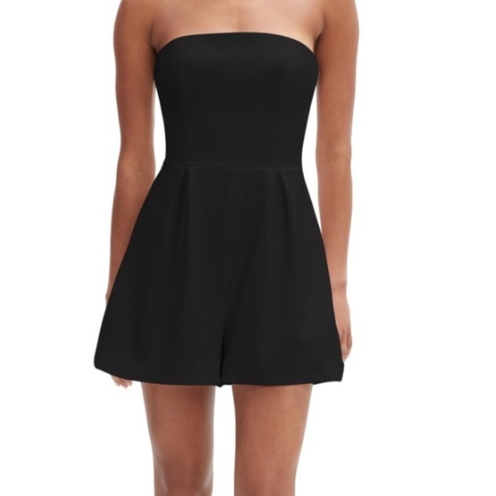 Bardot Strapless Romper Women Size 8 NWT Black Pleated Cocktail MSRP $169